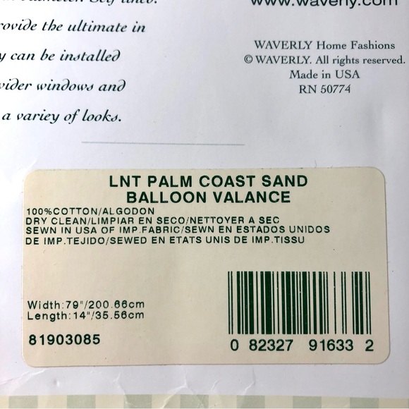 Waverly Palm Tree Coast Sand Balloon Valance Coastal Beach Hibiscus Made in USA - Picture 5 of 6